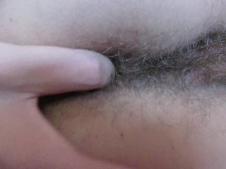 Close up Hairy asshole teasing and fingering