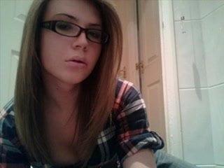 Hot Teen With Short hair and glasses fingers her self