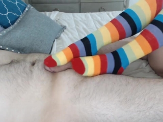 Footjob Colorful Socks Camgirl Catherine Grey