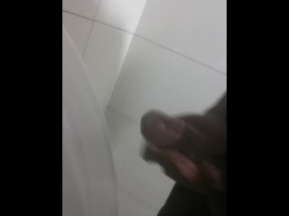 Horny jamaican cum in public toilet at work