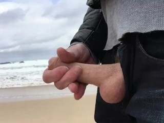 Horny walk on the beach