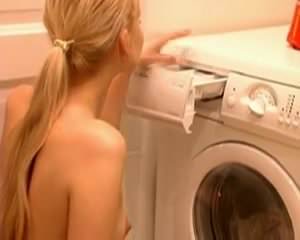 Tall Beautiful Blonde Kira Helps With The Laundry