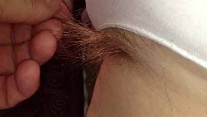 very long pubic hair sticking out of her pantys