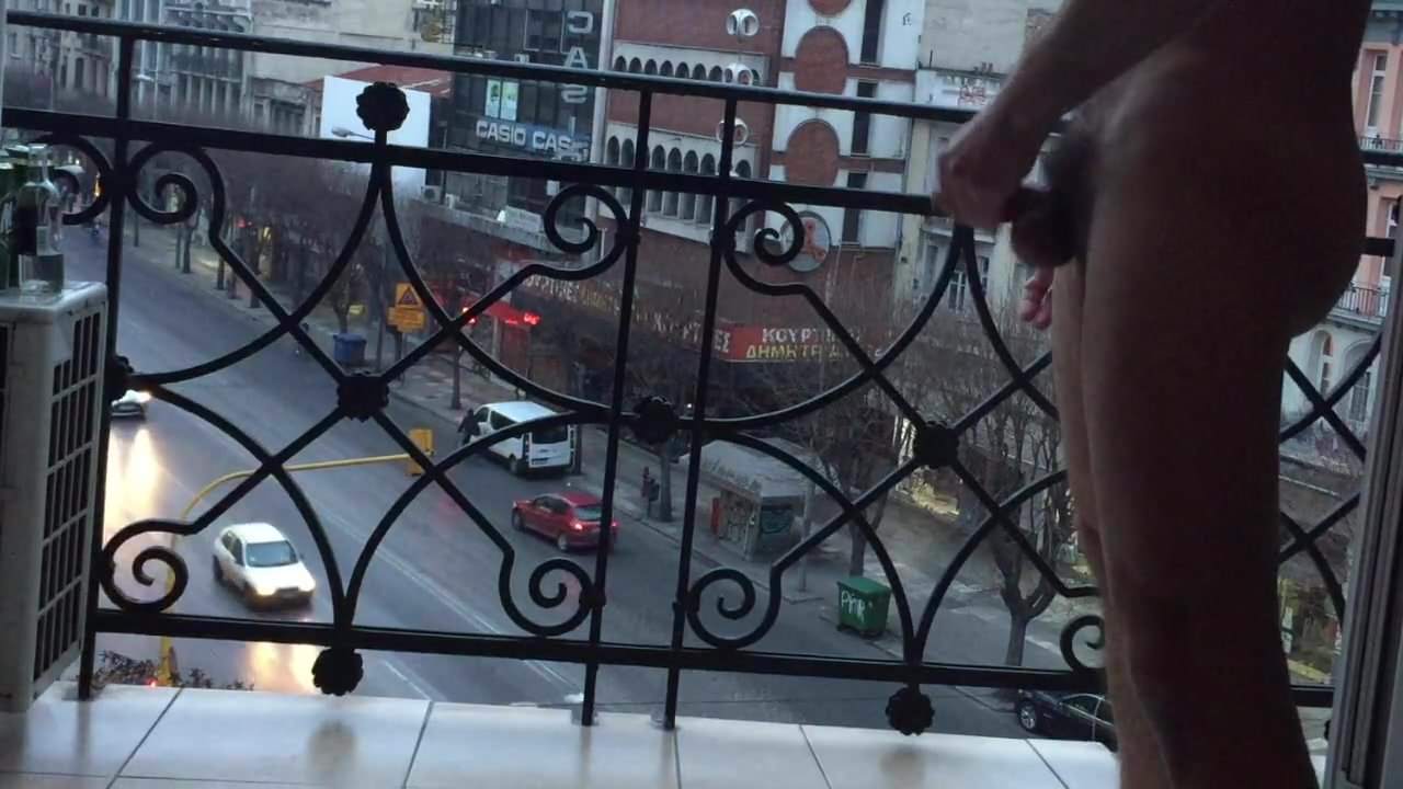 hotel Room and balcony, public action in Greece