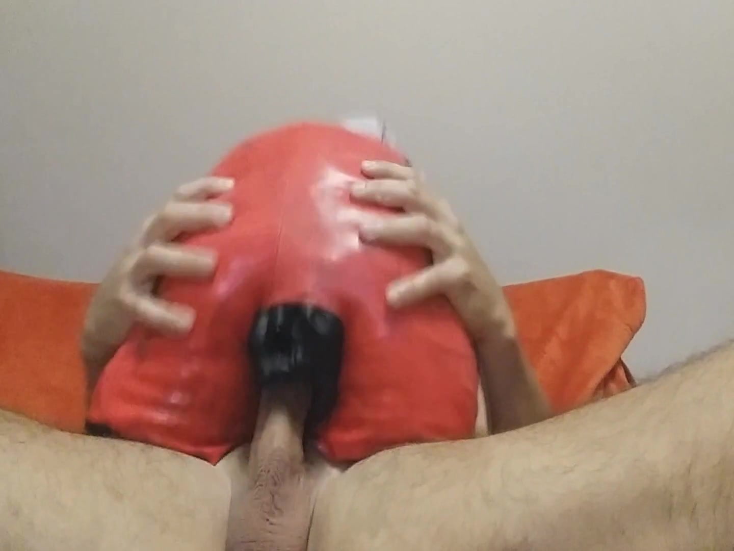 Pumped my homemade leather ass sextoy