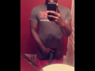 Showing off Big dick in mirror
