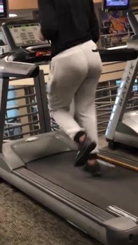 Black booty on treadmill 
