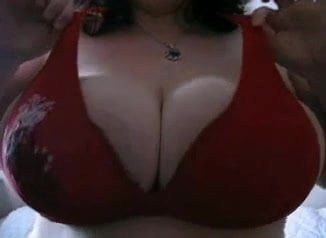 Red big boob beauty - Bigger