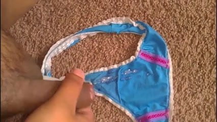 cum on nieces sexy blue thong panty