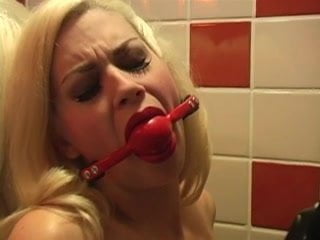 Hot chick gagged and bound for play