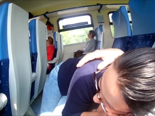 Extreme in Train : Public Blowjob and cum in mouth