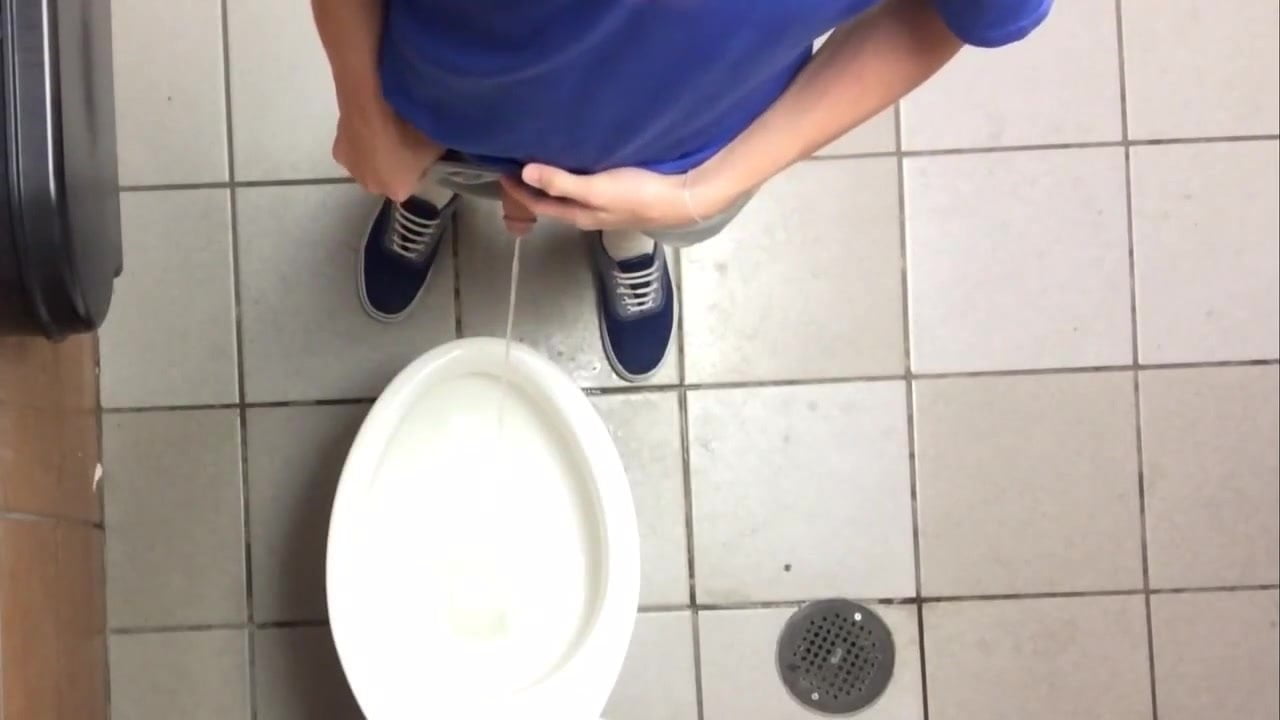 Nicely circumcised teen pees clear