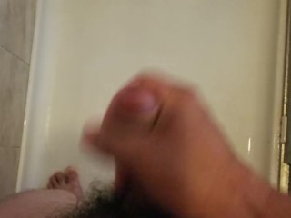 Jerking off in the shower.....cumshot in the shower