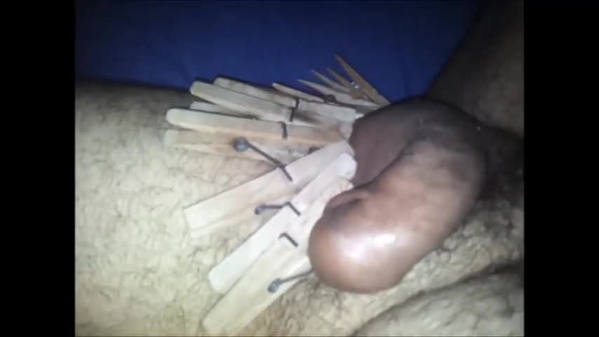 Clothespins on dick