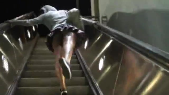 TATIANNAH  UPSKIRT  GOING UP ELECTRICAL STAIRS