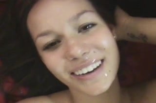 Nice smile with cum all over her face