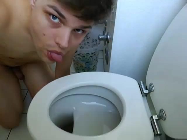 Christian licking a toilet seat