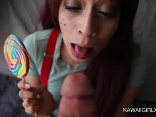 Braceface Girl Next Door Eats My Cum Off Her Lollipop