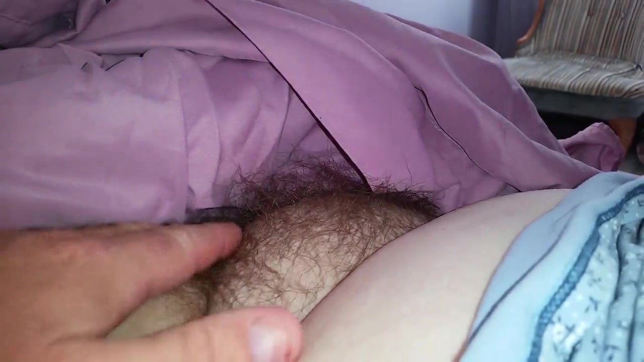 uncovering my wifes thick hairy pussy in the morning