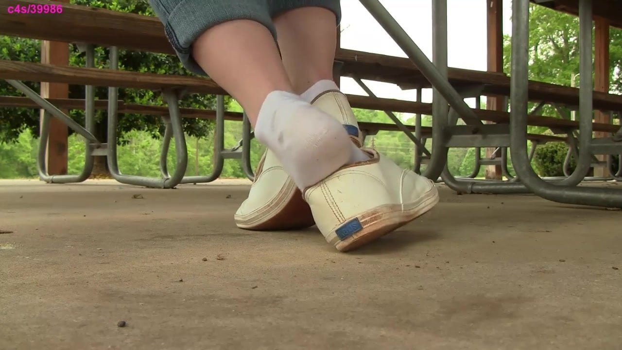 Jasmine under table Keds shoeplay dangle PREVIEW