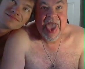 grandpa and young play on cam