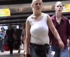 Huge boobed German student with SlowMo