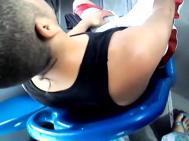 touching himself in the bus