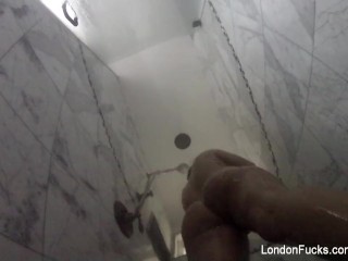 Hot Asian London Keyes takes a hidden camera shower