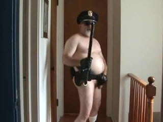 Fat Cop Jerks Off - Cop-Style