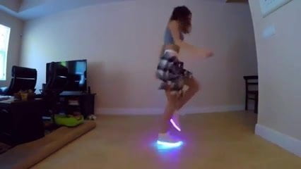 Chick Got Moves In Her Glowing Shoes 