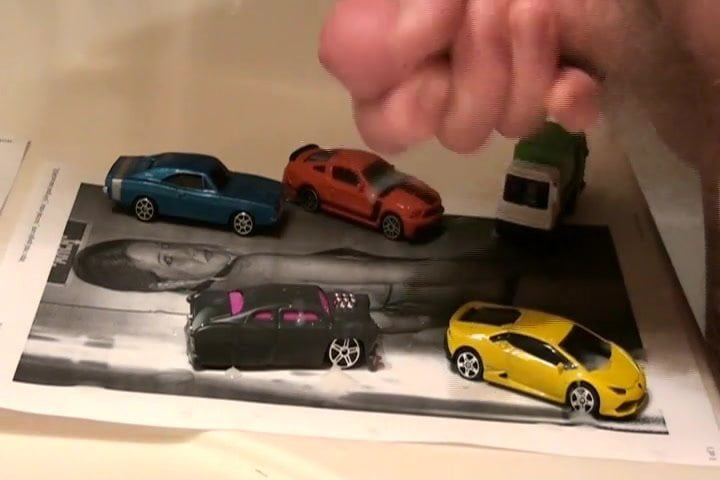 cumming on toy cars 
