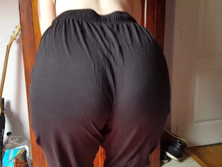 Hot tattooed and pierced goth girl Booty showing and ass wedgie in PJ pants