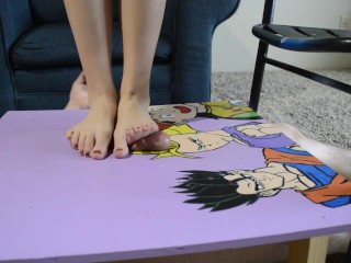 TSM - Rainy crushes my cock and balls on a table barefoot