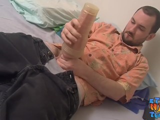 Supposedly straight guy fucking a fleshlight solo