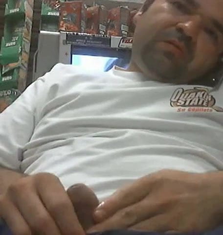Wanking, talking on phone and cumming at shop