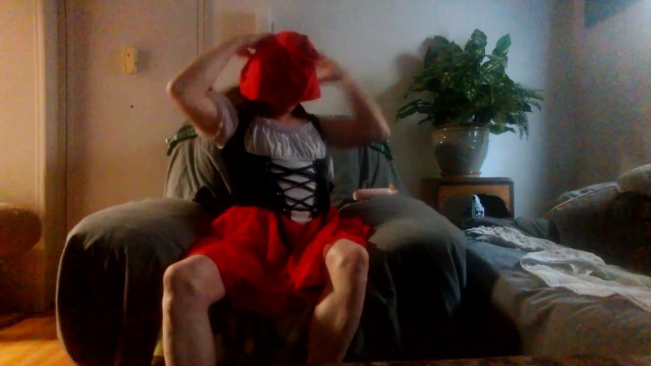 Man gets dressed up like Red Riding Hood