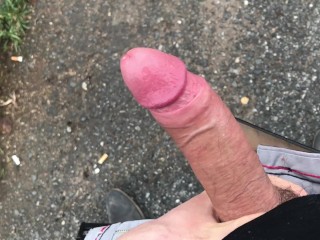 Young gay man parking lot masturbating