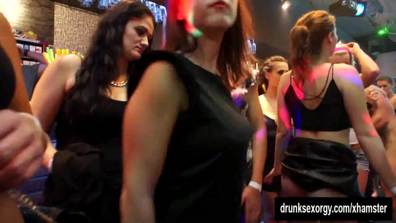 Horny clubbers fucking giant dicks in public