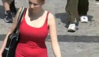compilation big boob bouncing and walking in street