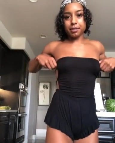 Fit ebony teen showing off her body 