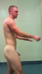 Redhead guy in shower