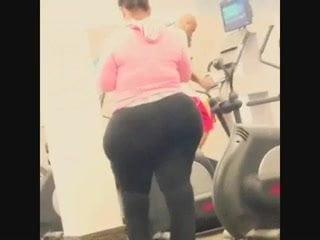 White BBW Pear with a HUGE Fat Culo at the gym