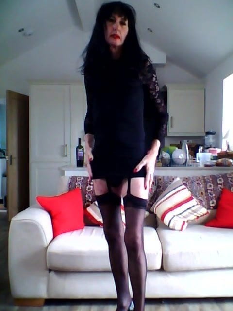 Playing with myself black lace dress part one.
