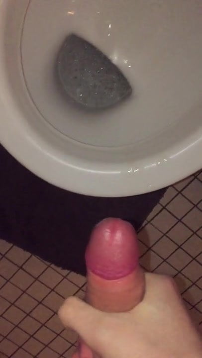 Shooting a big load of cum in the toilet