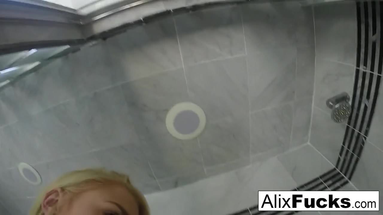 Alix Lynx takes a quick post-sex shower