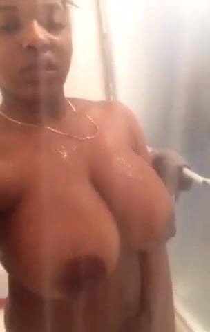 Young black tits shower 