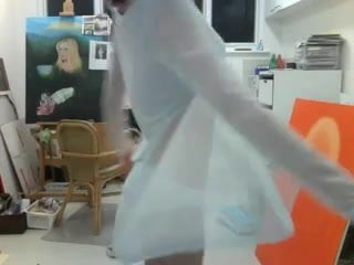 girl dancing in her white panties 