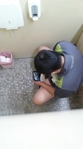 toilet spycam asian jerk off and cum 3
