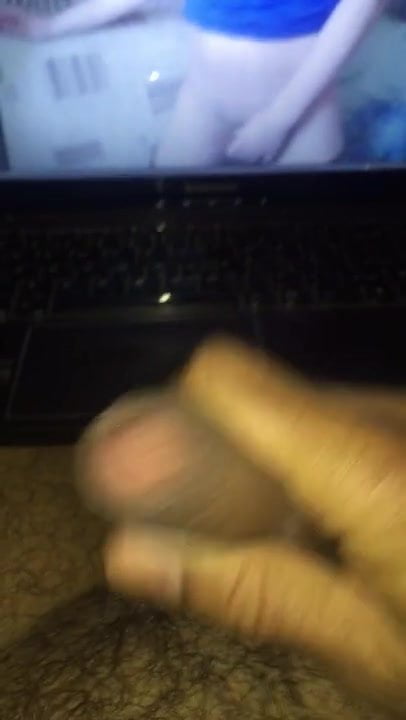 Precum on my cock as I masturbate watching a femboy jerk off