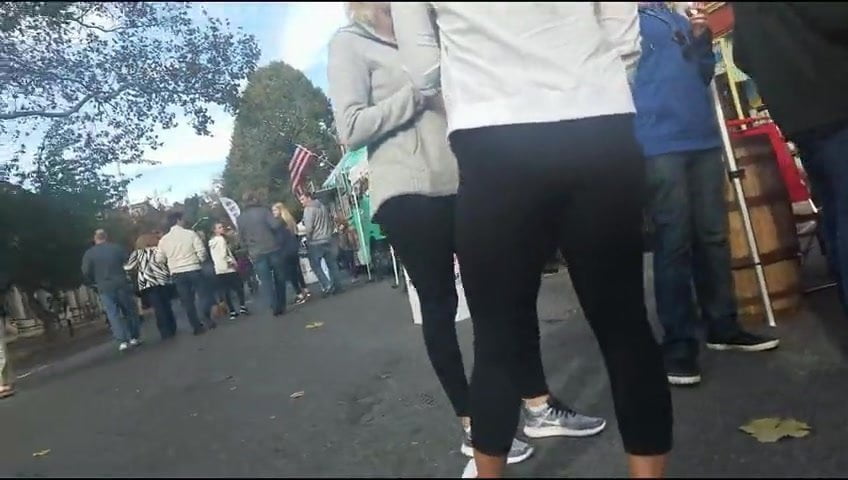 Teens in Yoga Pants at a Fall Festival